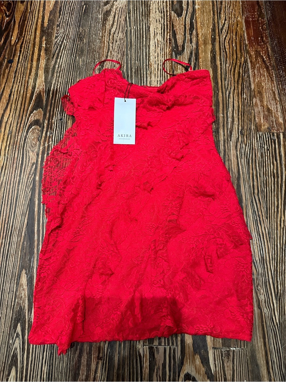 AKIRA NWT Mini Red Lace Slip bodycon Dress